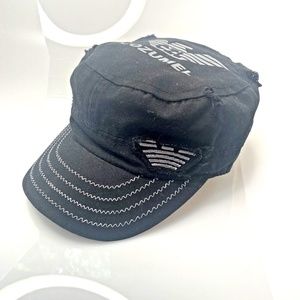 Cozumel Cadet Style Distressed Cotton Black Hat Cap Mexico Adjustable